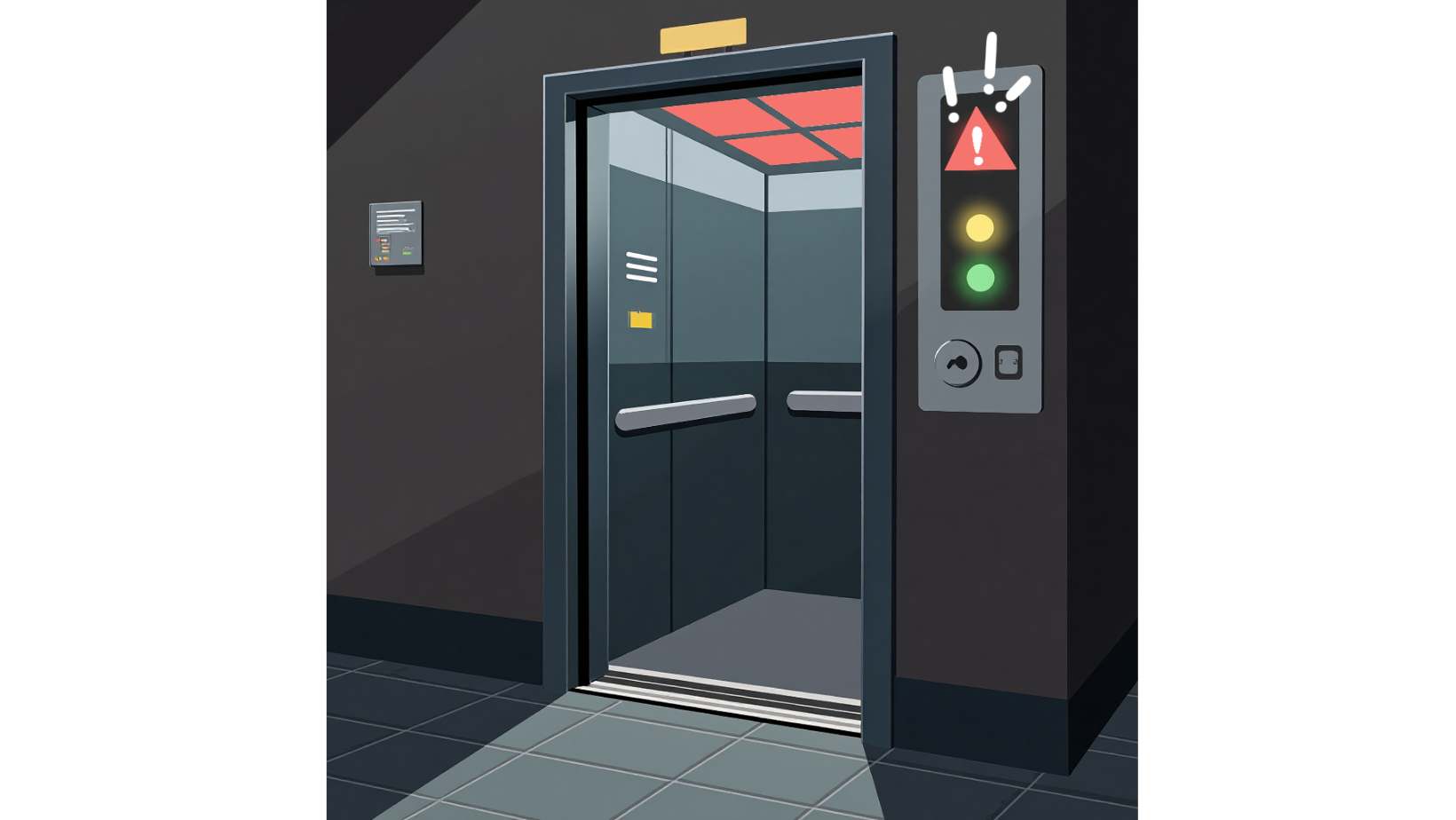 Elevator emergency intercom call panel with push-to-call button and indicator lights