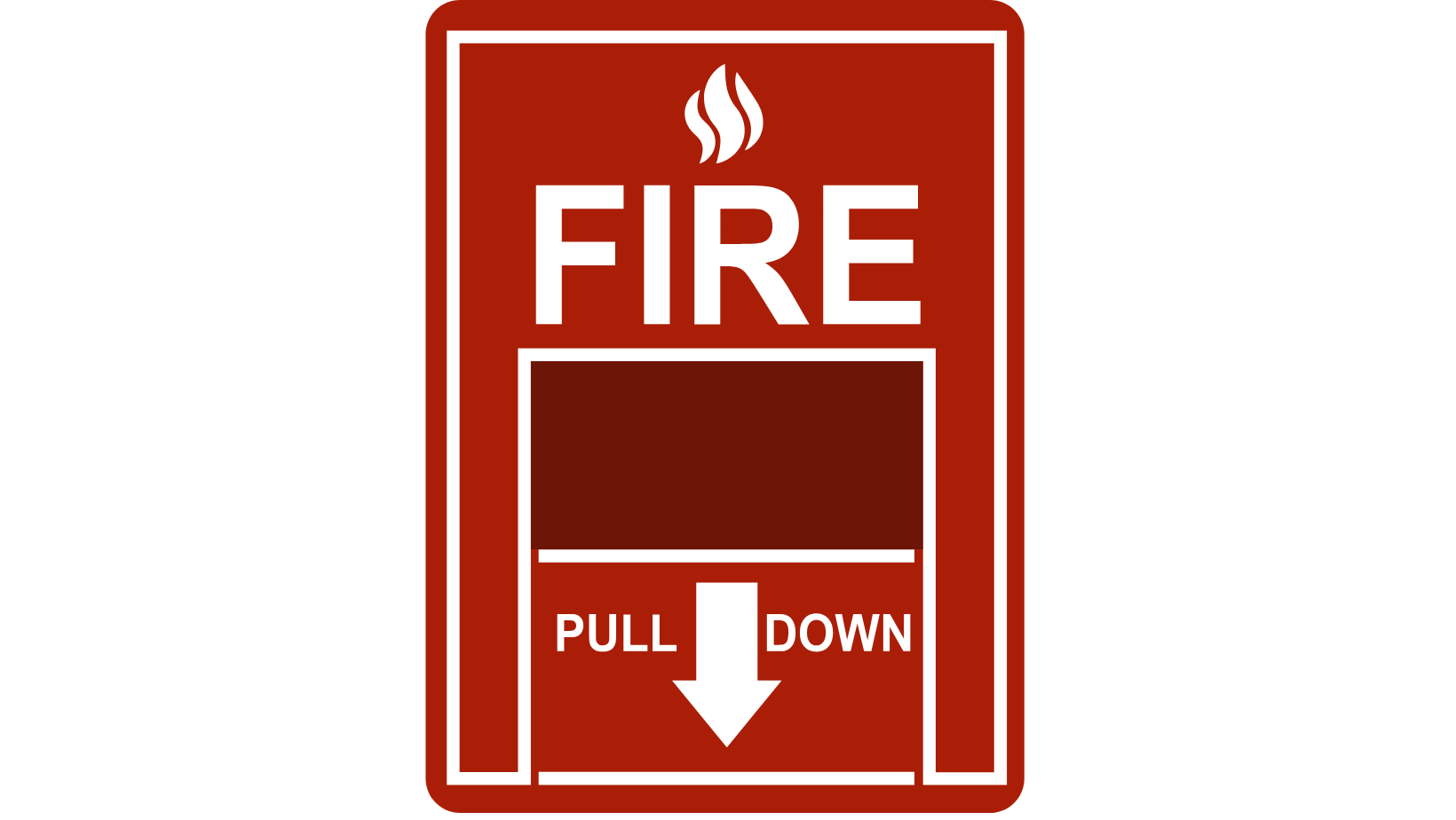 Red fire alarm emergency call point station mounted on an interior wall