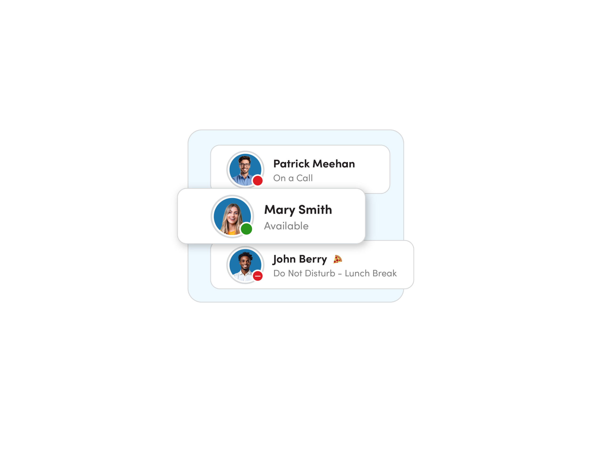 Team chat conversation stream with shared contacts and faxes