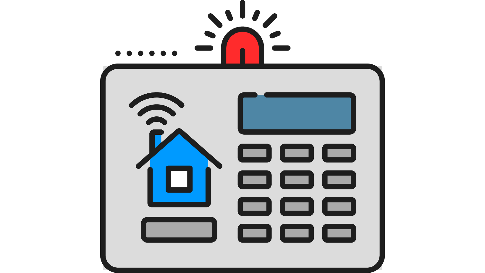 Commercial alarm and security control panel with digital keypad and status display