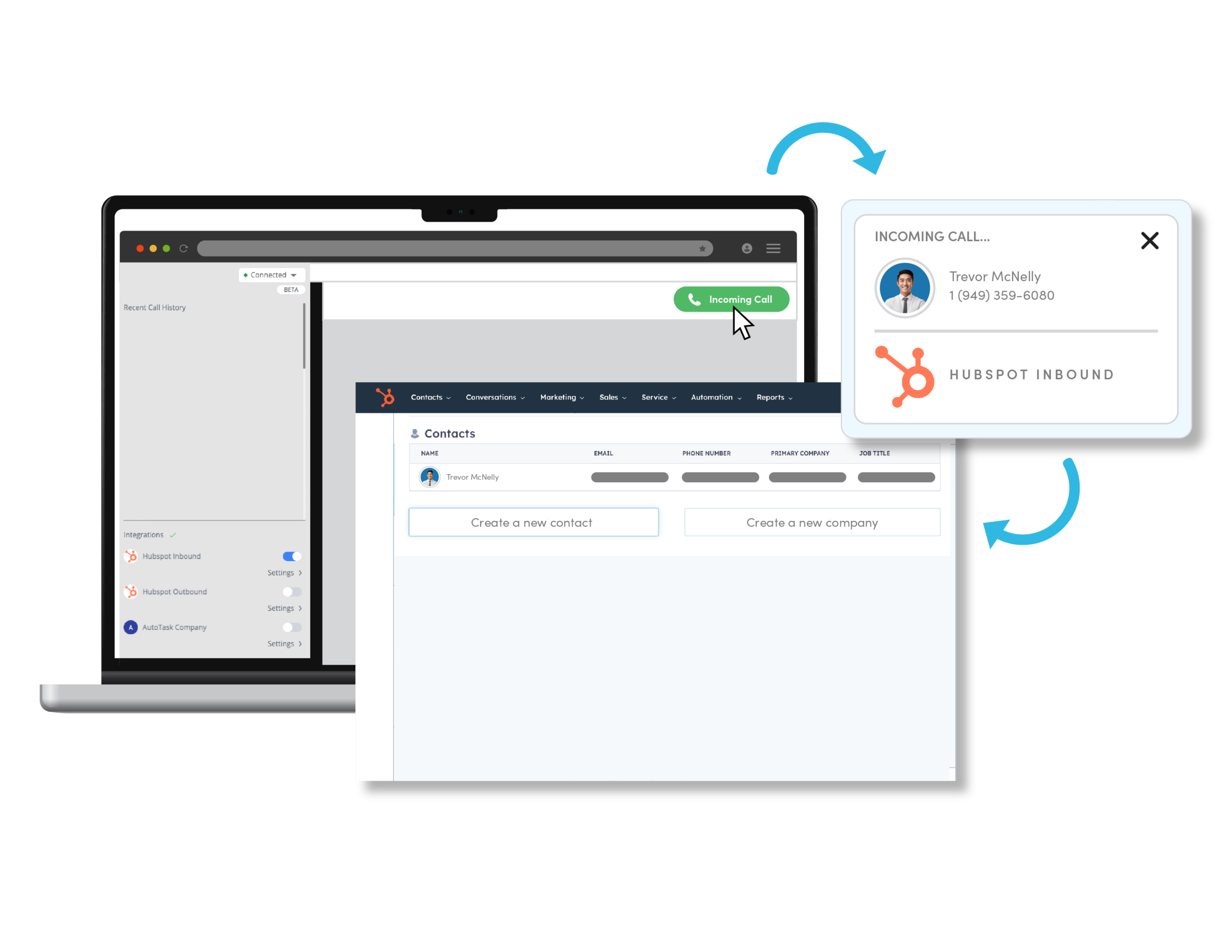 Caller insights dashboard showing incoming caller data and analytics