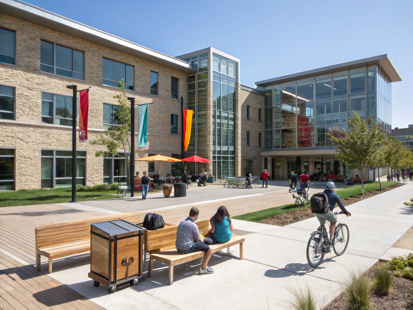 Campus or classroom scene with students and learning energy