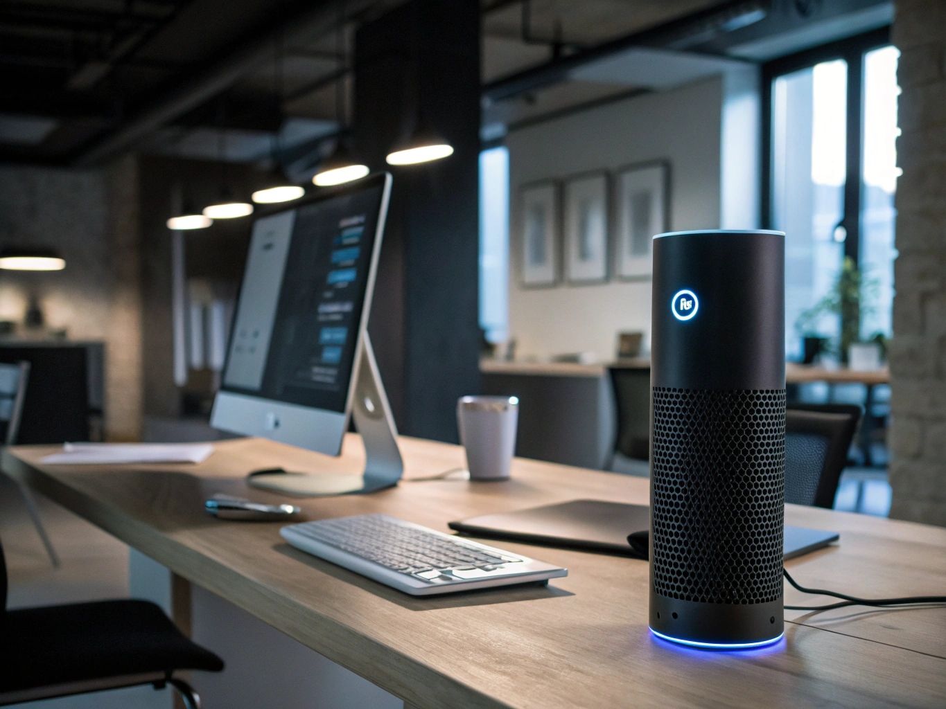AI assistant handling corporate customer phone inquiries during evening and after-hours